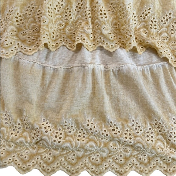 7 Agosto 100% Cotton Yellow Eyelet Hem Sleeveless High Low Maxi Dress size M - Picture 7 of 17